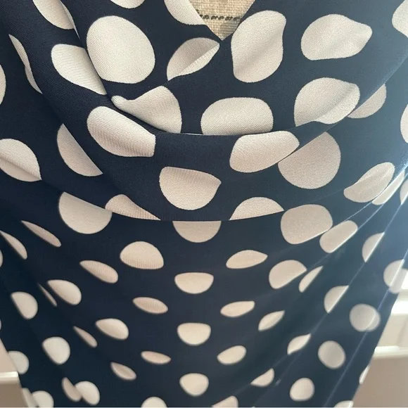 Dressbarn Navy and White Polka Dot Blouse - Picture 2 of 5